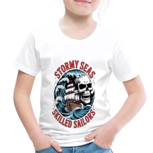 Stormy Seas Skull Pirate Ship Nautical Ocean Waves - Toddler Premium T-Shirt