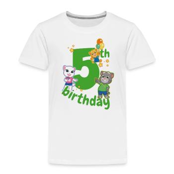 Talking Tom & Friends 5th Birthday - Toddler Premium T-Shirt - white - Front - AI Model Kid Female (0cm)