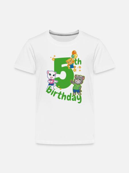 Talking Tom & Friends 5th Birthday - Toddler Premium T-Shirt - white