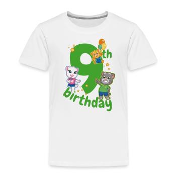 Talking Tom & Friends 9th Birthday - Toddler Premium T-Shirt - white - Front - AI Model Kid Female (0cm)