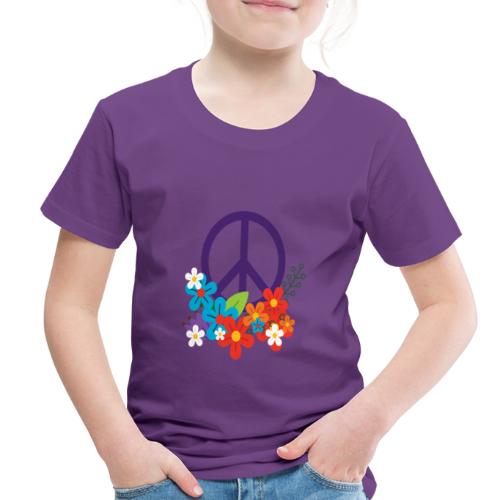 Hippie Peace Design With Flowers - Toddler Premium T-Shirt