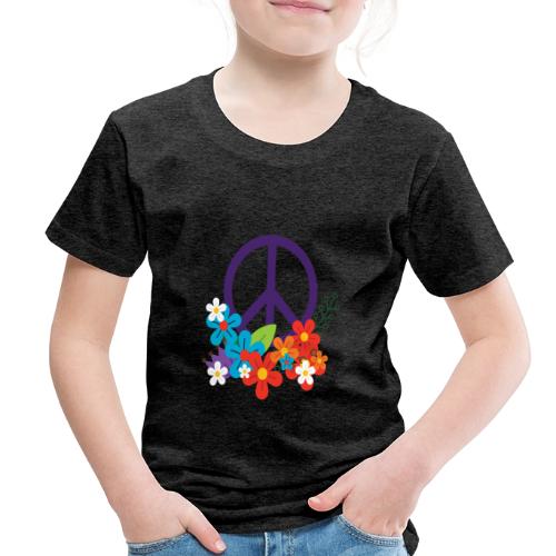 Hippie Peace Design With Flowers - Toddler Premium T-Shirt