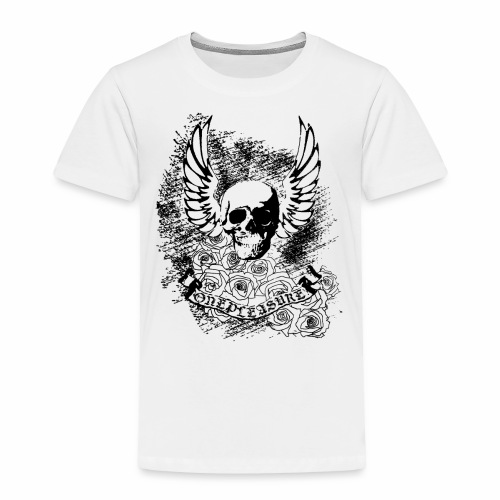 Cool OnePleasure Skull Wings Roses Banner - Toddler Premium T-Shirt