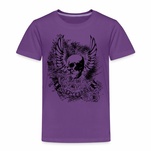 Cool OnePleasure Skull Wings Roses Banner - Toddler Premium T-Shirt