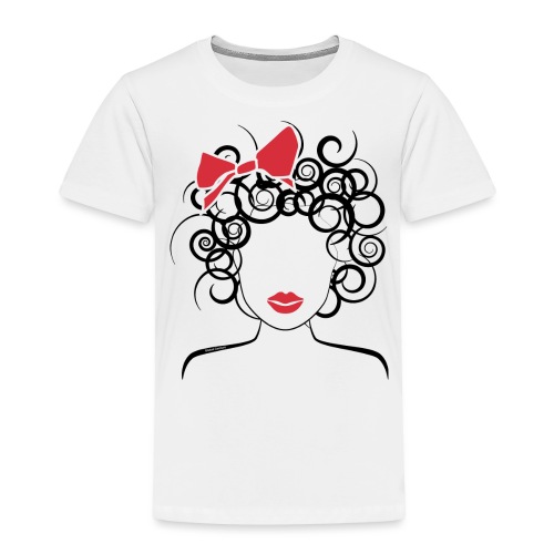 Curly Girl with Red Bow - Toddler Premium T-Shirt