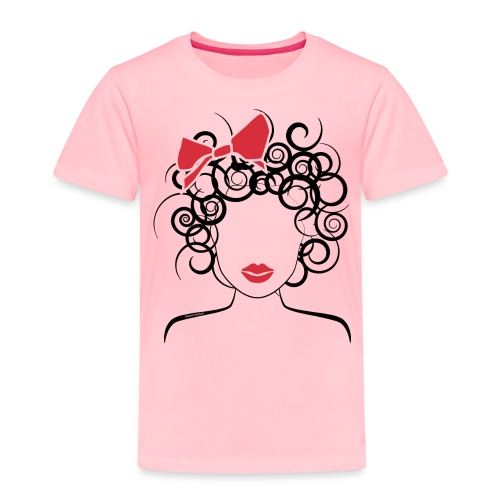 Curly Girl with Red Bow - Toddler Premium T-Shirt
