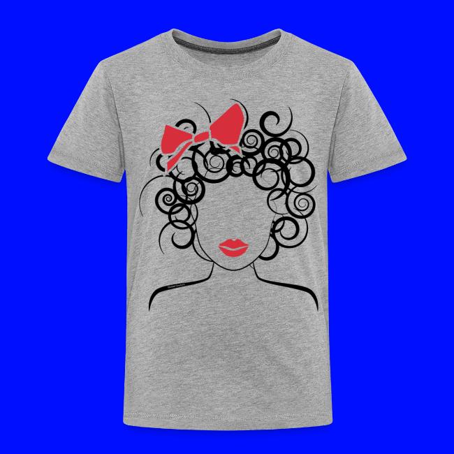 Curly Girl with Red Bow