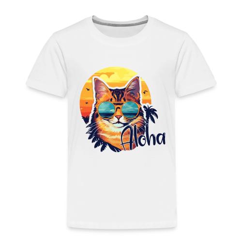 Funny Cat in Hawaiian Aloha Sunglasses - Toddler Premium T-Shirt