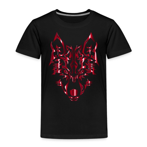Crimson Symmetric Tribal Wolf No Background - Toddler Premium T-Shirt