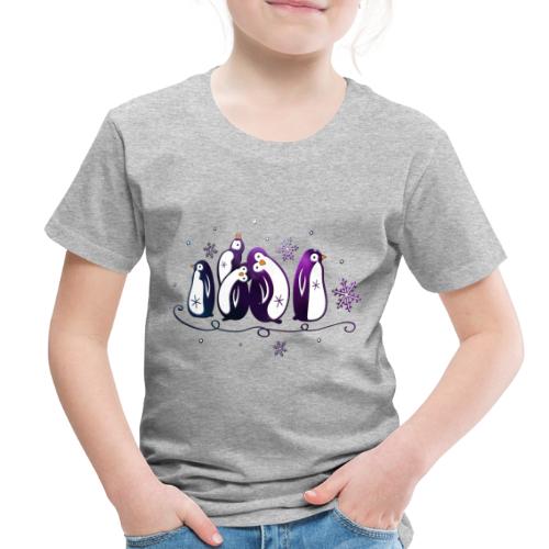 Purple penguins with snowflakes. Winter, snow and - Toddler Premium T-Shirt