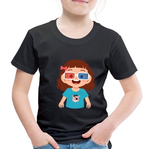 Girl red blue 3D glasses doing Vision Therapy - Toddler Premium T-Shirt