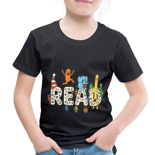 Whimsical READ Kids Cartoon - Toddler Premium T-Shirt