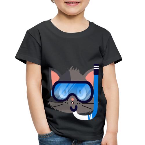 Sportive Swimming Cat with Diving Mask and Snorkel - Toddler Premium T-Shirt