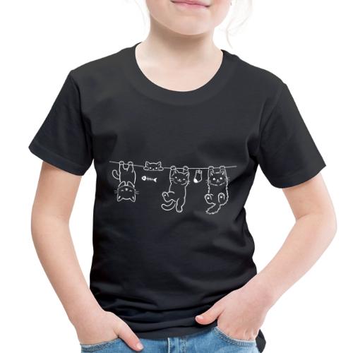 Minimalist Hanging Cats Line Art - Cute Kittens - Toddler Premium T-Shirt