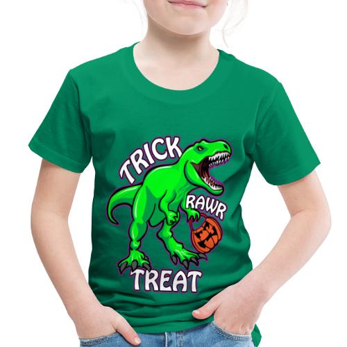 Trick Rawr Treat T Rex Dinosaur Halloween Cartoon - Toddler Premium T-Shirt