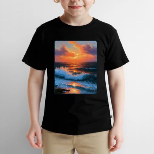 Sunset Storm Waves Oil Painting - Toddler Premium T-Shirt