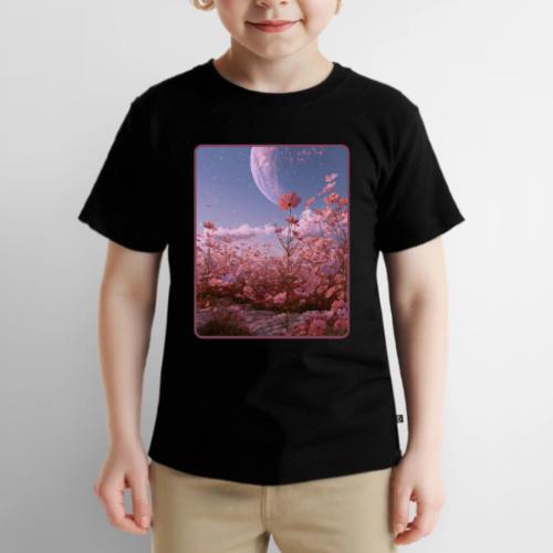 Cosmic Moon & Cosmos Flowers Art - Toddler Premium T-Shirt
