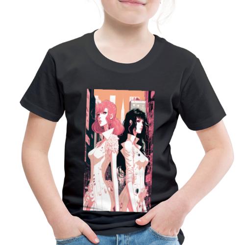Pink and Black - Cyberpunk Illustrated Portrait - Toddler Premium T-Shirt