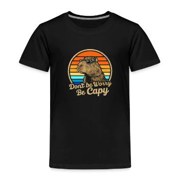 Retro Rodent Funny Capybara Dont Be Worry Be Capy - Toddler Premium T-Shirt - black - Front - AI Model Kid Male (0cm)
