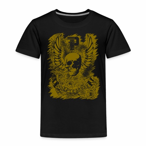 Cool OnePleasure Golden Skull Wings Roses Banner - Toddler Premium T-Shirt