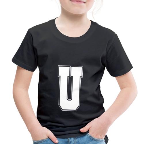 White Letter U – Varsity Alphabet Monogram - Toddler Premium T-Shirt