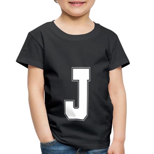 White Letter J – Varsity Alphabet Monogram - Toddler Premium T-Shirt