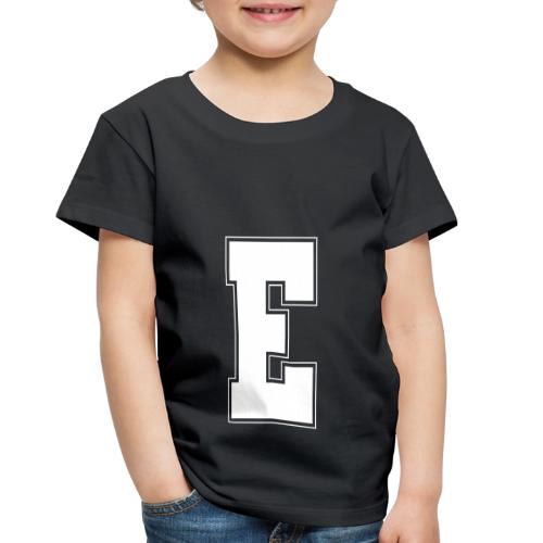 White Letter E – Varsity Alphabet Monogram - Toddler Premium T-Shirt