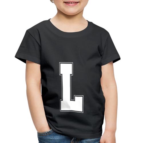 White Letter L – Varsity Alphabet Monogram - Toddler Premium T-Shirt