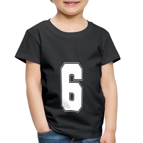 White Number 6 – Varsity Font - Toddler Premium T-Shirt