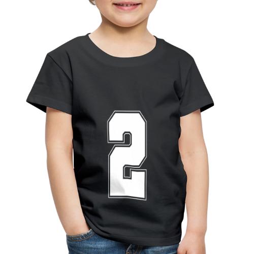 White Number 2 – Varsity Font - Toddler Premium T-Shirt