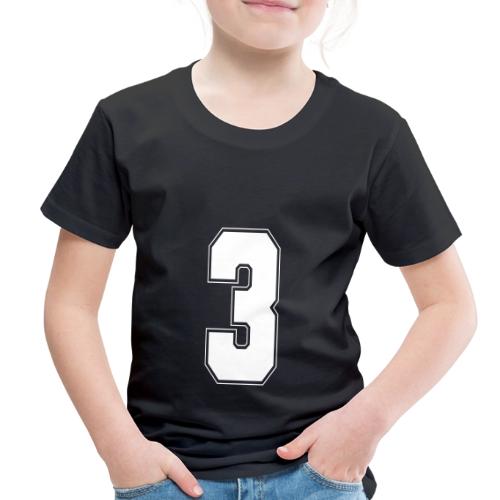 White Number 3 – Varsity Font - Toddler Premium T-Shirt