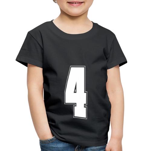 White Number 4 – Varsity Font - Toddler Premium T-Shirt