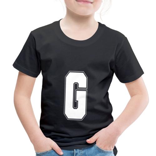 White Letter G – Varsity Alphabet Monogram - Toddler Premium T-Shirt