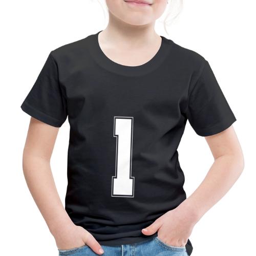White Number 1 – Varsity Font - Toddler Premium T-Shirt