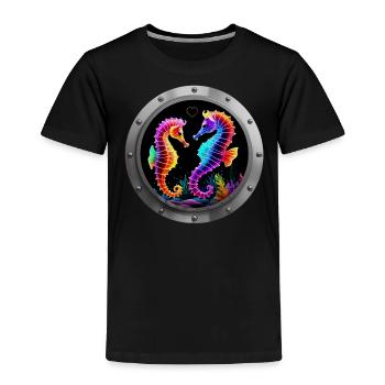 Seahorse Neon - Toddler Premium T-Shirt - black - Front - AI Model Kid Male (0cm)