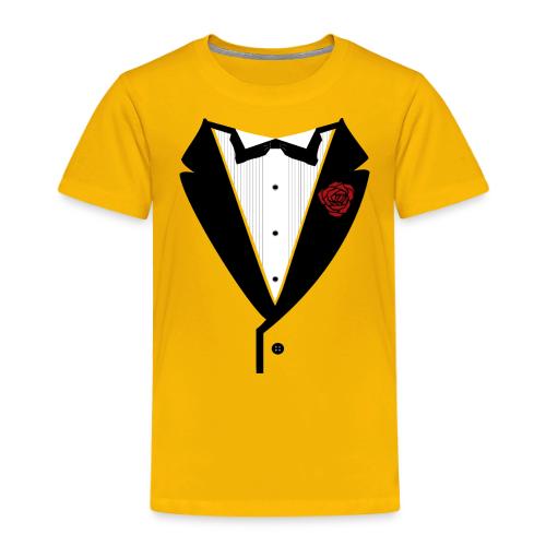 Tuxedo Shirt With Black Lapel And Bowtie - Toddler Premium T-Shirt