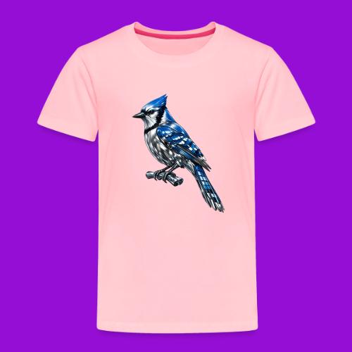 Silver Blue Jay on Perch + Flight Stages 2-print - Toddler Premium T-Shirt
