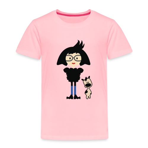 Big Hair Fashionista Girl and Her Cute Dog - Toddler Premium T-Shirt