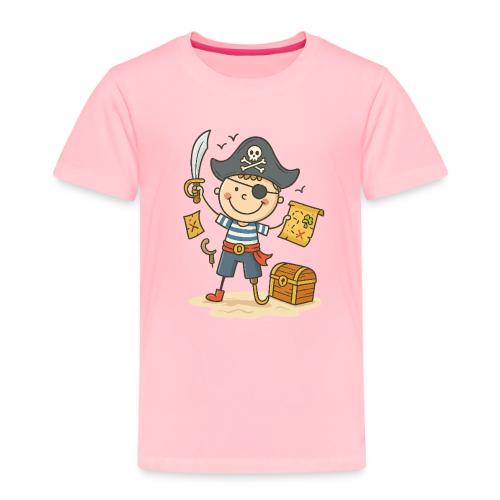 Cartoon Pirate Boy with Treasure Map Kids T-Shirt - Toddler Premium T-Shirt