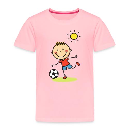 Cartoon Boy Playing Soccer Kids T-Shirt - Toddler Premium T-Shirt