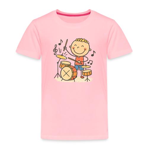Cartoon Boy Playing Drums Kids T-Shirt - Toddler Premium T-Shirt