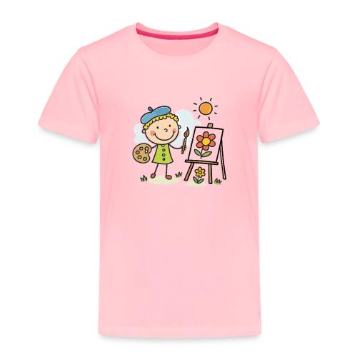 Cartoon Artist Boy Kids Painting T-Shirt - Toddler Premium T-Shirt