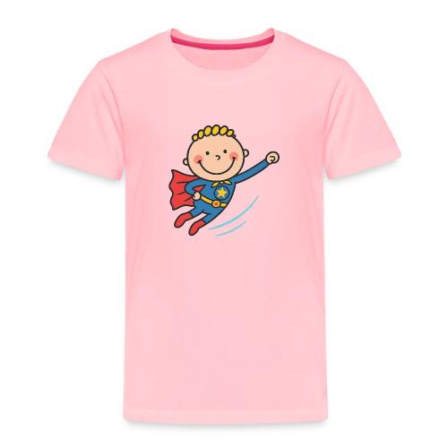 Cartoon Superhero Boy Flying Kids T-Shirt - Toddler Premium T-Shirt