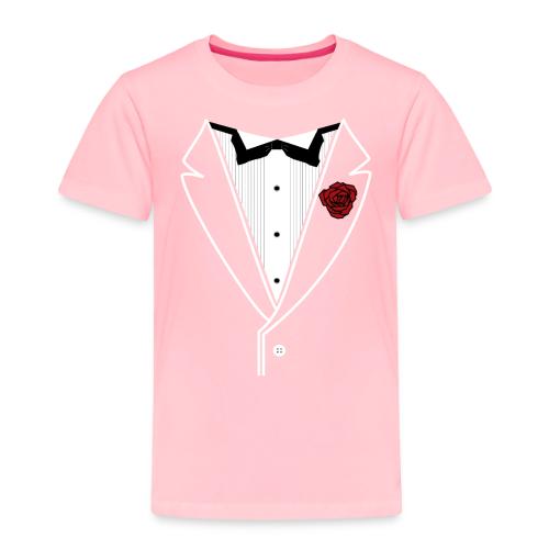 Tuxedo Shirt With Black Bowtie And Red Rose - Toddler Premium T-Shirt