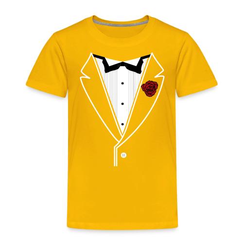 Tuxedo Shirt With Black Bowtie And Red Rose - Toddler Premium T-Shirt