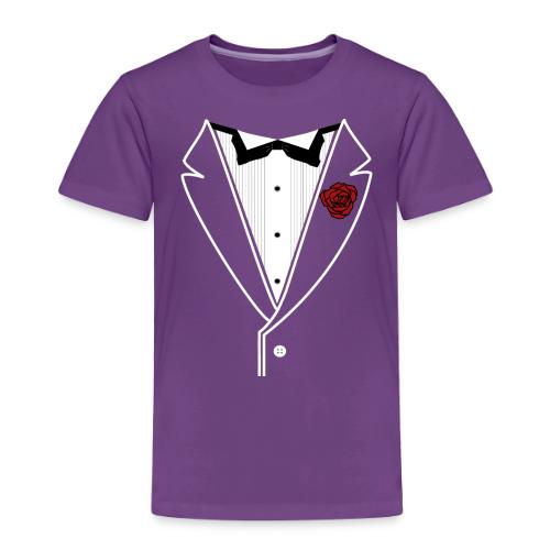 Tuxedo Shirt With Black Bowtie And Red Rose - Toddler Premium T-Shirt