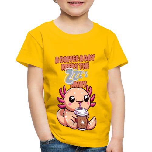 Coffee Drinking Cute Baby Axolotl - Toddler Premium T-Shirt