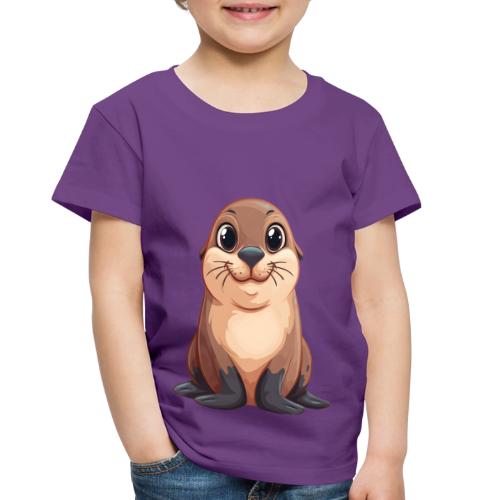 Smiling Cartoon Brown Sea Lion - Toddler Premium T-Shirt