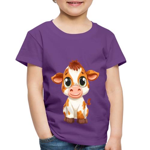 Cute Cartoon Baby Calf with Bright Innocent Eyes - Toddler Premium T-Shirt