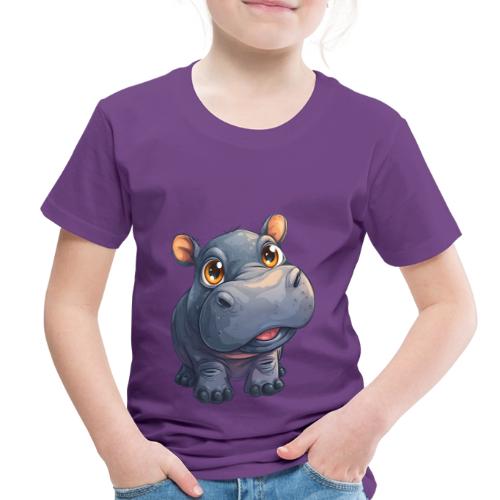 Cute Cartoon Baby Hippo with Big Innocent Eyes - Toddler Premium T-Shirt